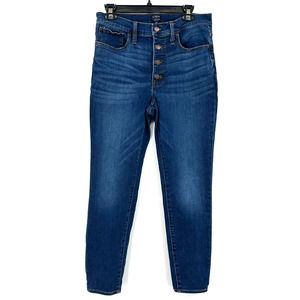 J.Crew size 30 p 9 inch high rise skinny 4 button button‎ fly blue jeans
